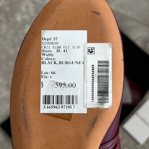 Givenchy Elba Slippers, 100% Lamb Leather Mules in Burgundy, New, Size 36 - Picture 10 of 13
